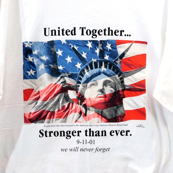 VTG United Together Stronger Than Ever 9 11 T Shirt Size XL Statue Of Liberty - Picture 3 of 4